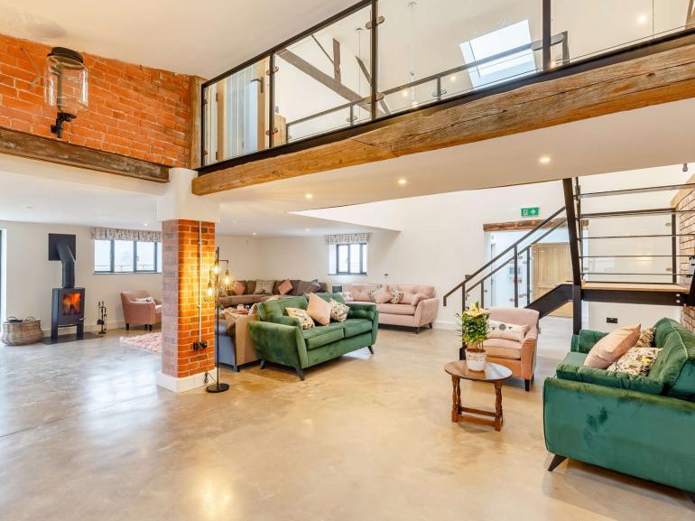 Open plan living space at The Old Cider Press Barn